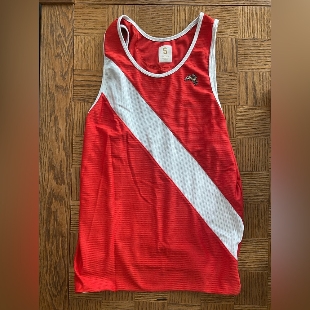 Tracksmith Van Cortland Singlet, red/white